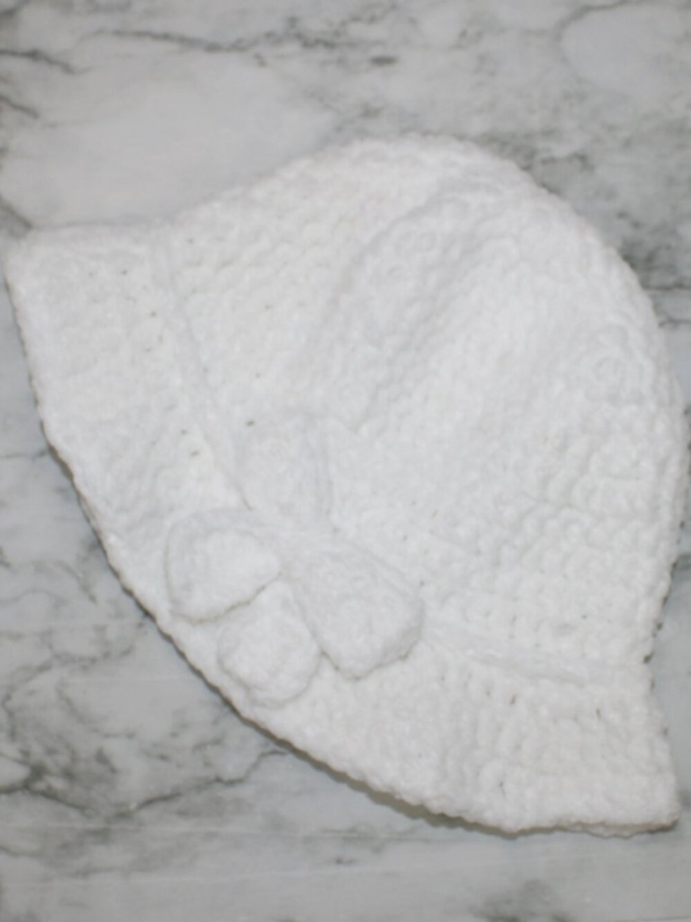 HAND CRAFTED Hat Crochet Bucket Chenille Floppy Wide Brim White Cloud Dancer - Picture 5 of 15
